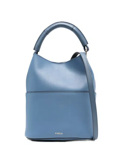 Furla Small Sfera Top-handle Leather Bucket Bag In Blue