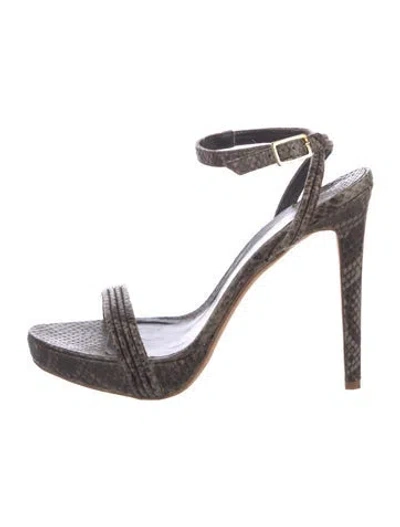 Pre-owned Furla Snakeskin Animal Print Sandals In Brown