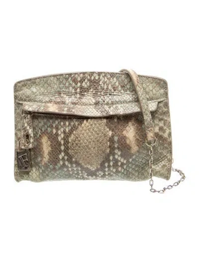 Pre-owned Furla Snakeskin Clutch In Neutral