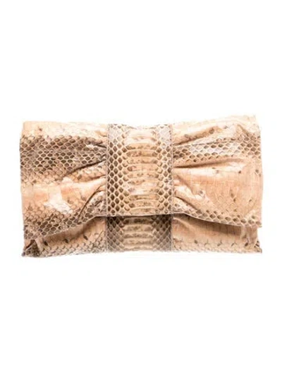 Pre-owned Furla Snakeskin Clutch In Neutrals