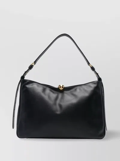Furla Soft Large Shoulder Bag With Adjustable Strap In Black