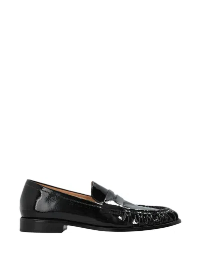 Furla Soft Leather Loafers In Black