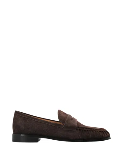 Furla Soft Suede Moccasin Loafers In Black