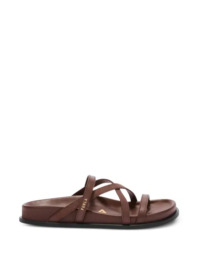 Furla Solea Logo-detail Sandals In Burgundy