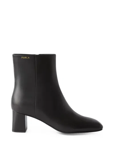 Furla Solid Ankle Boots In Black