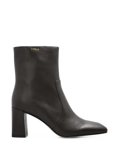 Furla Solid Ankle Boots In Brown