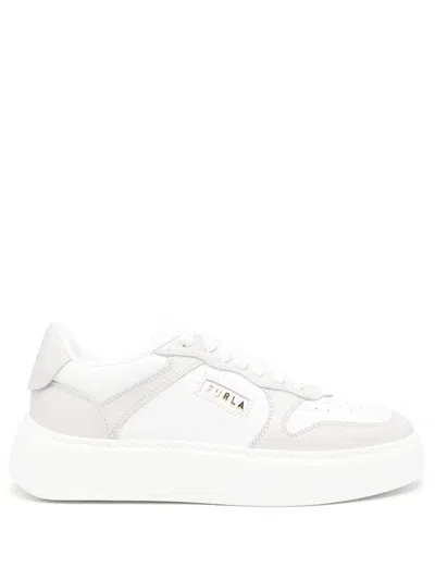 Furla Sport Logo-lettering Leather Sneakers In White