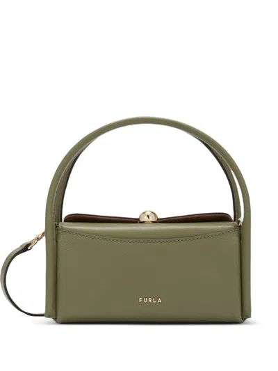 Furla Square Grained Boston Tote Bag In Green