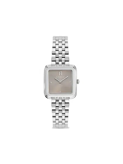 Furla Square-silver-tone Watch In Neutrals