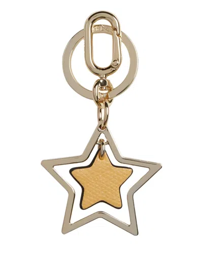 Furla Venus Star-shaped Leather Keyring In Gold
