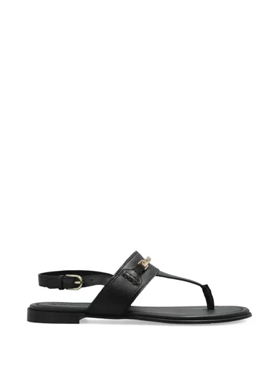 Furla Strap Leather Sandals In Black