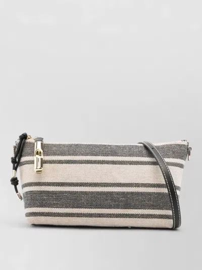 Furla Striped Clutch Bag Wrist Strap Hardware