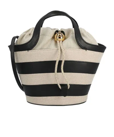 Furla Striped Drawstring Tote Bag In Nude