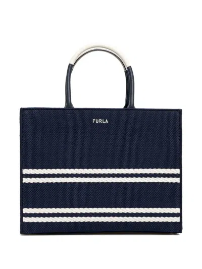 Furla Striped Tote Bag In Blue