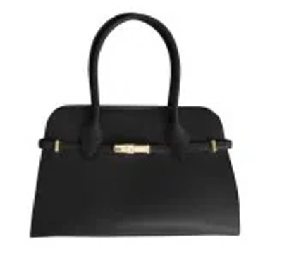 Furla Structured Black Handbag With Gold-tone Clasp