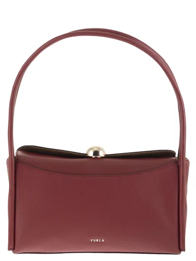 Furla Structured Burgundy Calfskin Leather Nicole Satchel