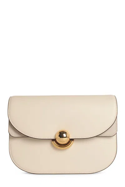 Furla Structured Cream Bag With Gold-tone Clasp In White