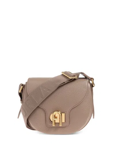 Furla Structured Crossbody Bag With Rounded Flap In Brown