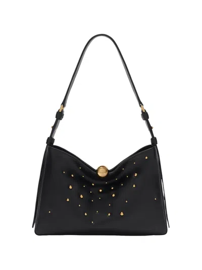 Furla Studded Sfera Soft Shoulder Bag In Black
