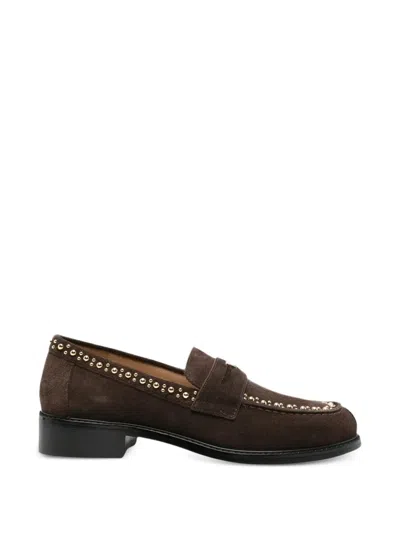 Furla Stud-embellished Leather Loafers In White