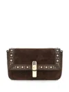 Furla Dark Brown Iride S Rectangular Suede Shoulder Bag In Brown