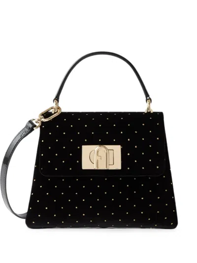 Furla Stud-embellished Top-handle Tote Bag In Black