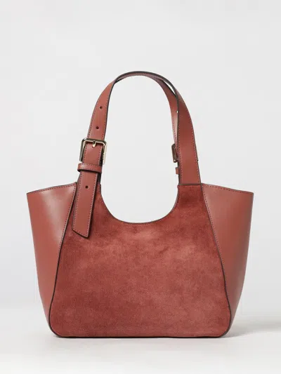 Furla Suede And Smooth Leather Shoulder Bag With Double Handle In Brown