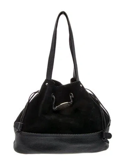 Pre-owned Furla Suede Hobo In Black