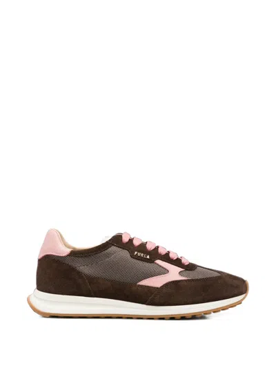 Furla Suede Mesh Sneakers In Transparent