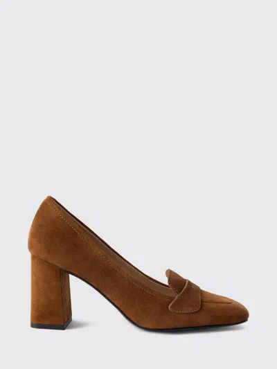 Furla Suede Pumps With A High Block Heel And Squared Toe In Brown