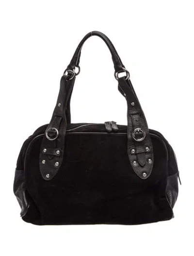 Pre-owned Furla Suede Shoulder Bag In Black