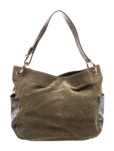 Pre-owned Furla Suede Shoulder Bag In Green
