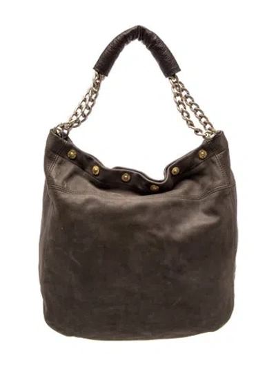Pre-owned Furla Suede Top Handle Bag In Gray
