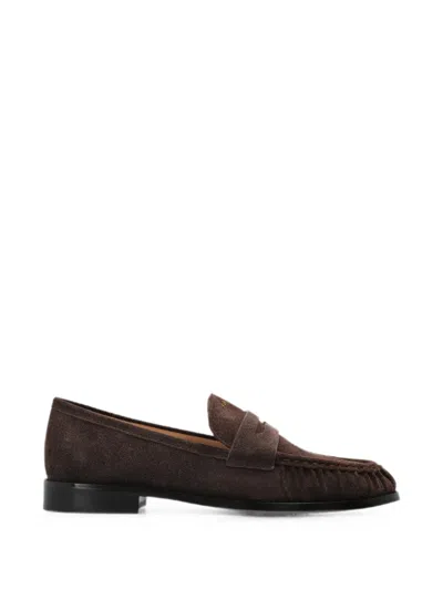 Furla Suede-finish Penny-strap Ballet Flats In Brown