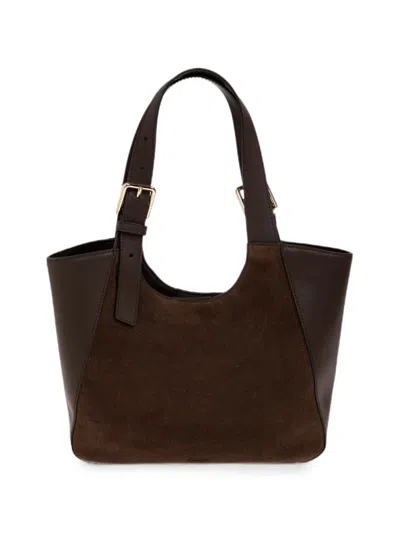Furla Suede-panel Leather Shoulder Bag In Brown