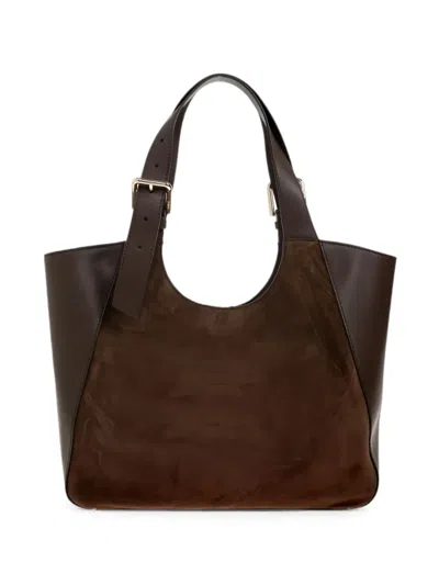 Furla Suede-panelled Shoulder Bag In Brown
