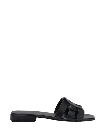 Furla Summer Leather Sandals In Black