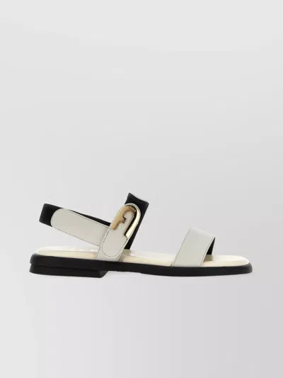 Furla Sign Leather Sandals In Nude