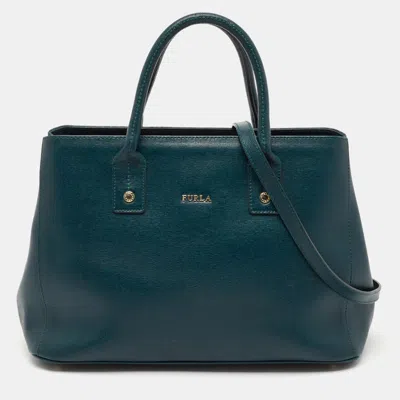 Pre-owned Furla Teal Green Leather Linda Tote