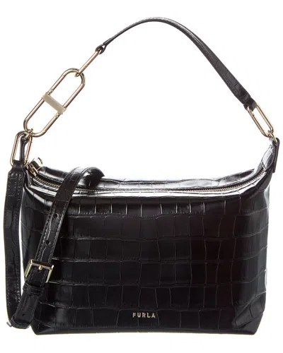 Furla Teia Leather Crossbody In Black