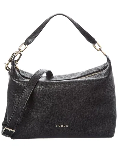 Furla Teia Leather Tote In Black