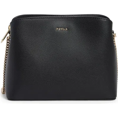 Furla Tessa Mini Leather Crossbody Bag In Black
