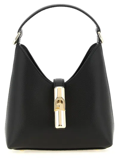 Furla Textured Calf Leather Shoulder Bag In Black