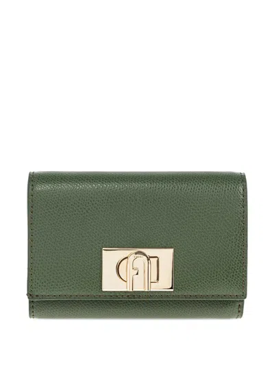 Furla Textured Clasp Wallet In Green