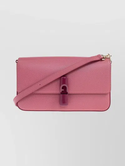 Furla Textured Cross-body Bag Adjustable Strap In Metallic