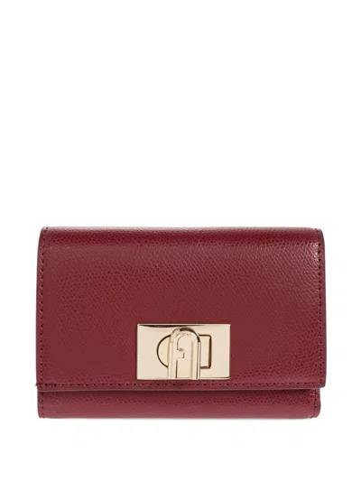 Furla Textured-leather Clasp Wallet In Red