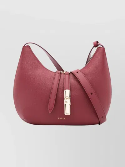 Furla Textured Leather Shoulder Bag With Gold Hardware In Red