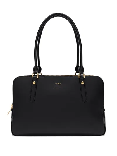 Furla Textured-leather Tote Bag In Black