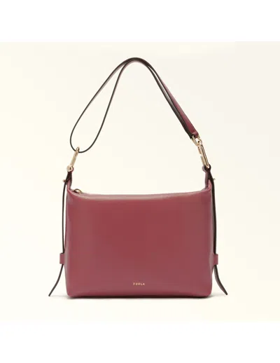 FURLA TONIE M LEATHER HOBO BALL BAG, RUBY COLOR