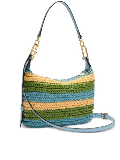 Furla Tonie Mini Hobo Woven Striped Mini Bag In Blue